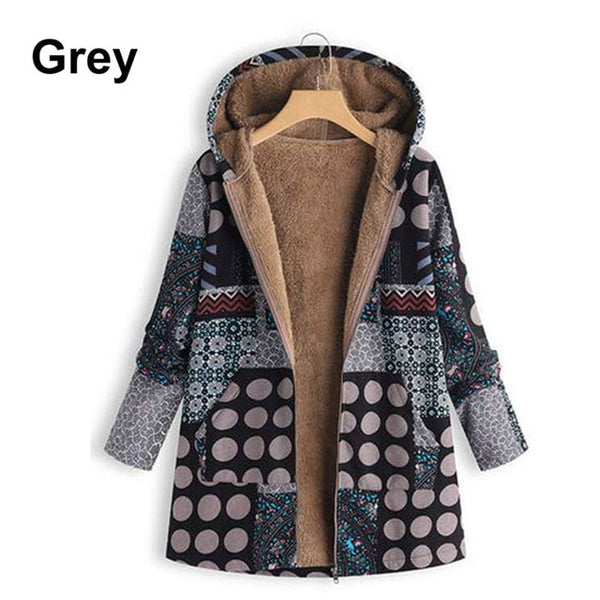 Women Print Winter Coat Casual Oversize Fluffy Fur Fleece